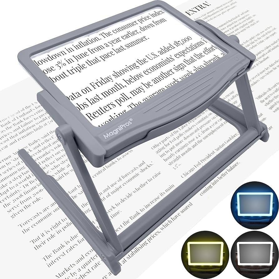 Magnipros x large led full page magnifying glass with detachable hands