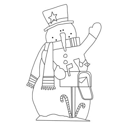 Snowman at mailbox outline free printable