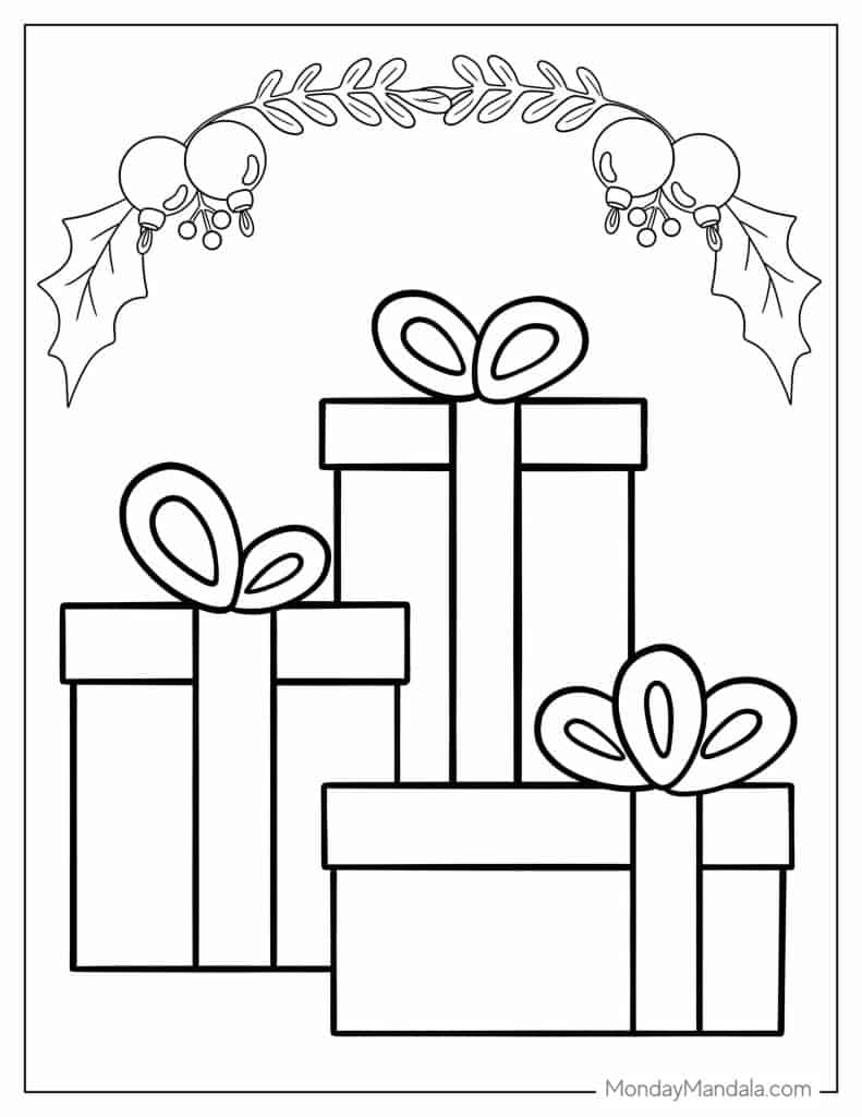 Christmas present coloring pages free pdf printables