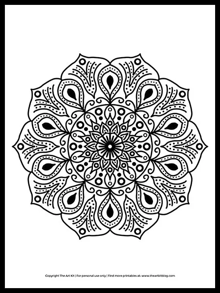 Free printable mandala coloring page â the art kit