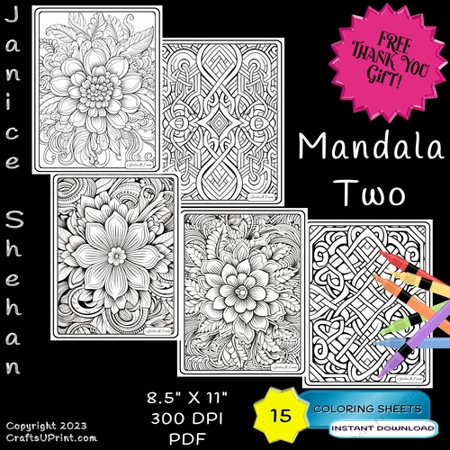 Mandalas adult printable coloring pages sheets free thank you gift