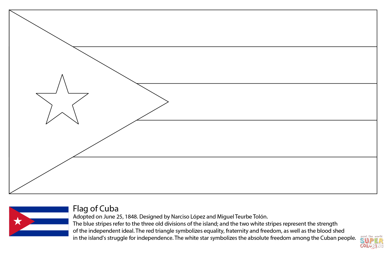 Flag of cuba coloring page free printable coloring pages