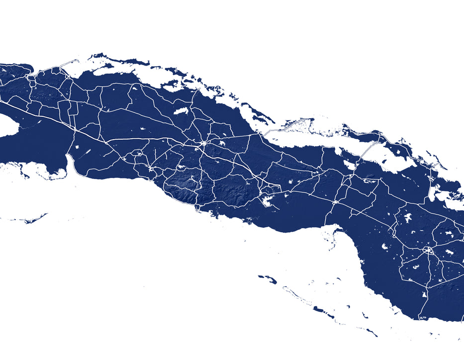 Cuba map print poster