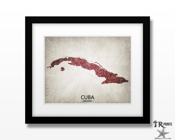 Cuba map art print home is where the heart is love map original custom map art print available in multiple size and color options