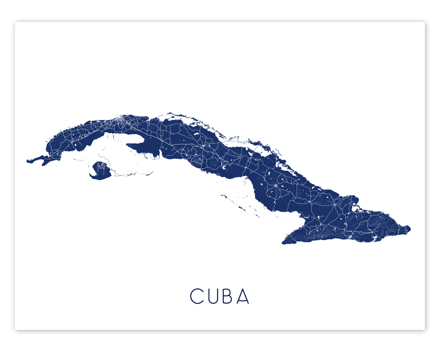 Cuba map print poster