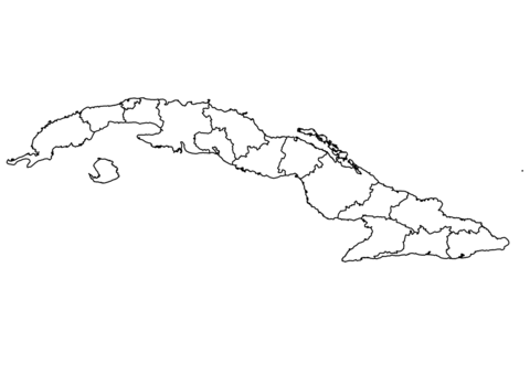 Outline map of cuba with regions coloring page free printable coloring pages