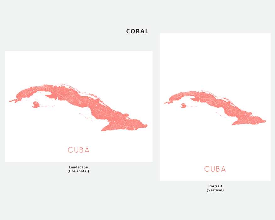 Cuba map print poster