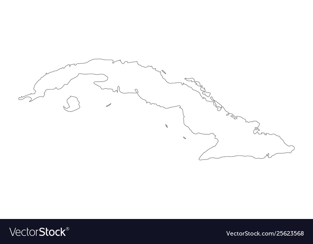 Map cuba outline isolated black on white vector image