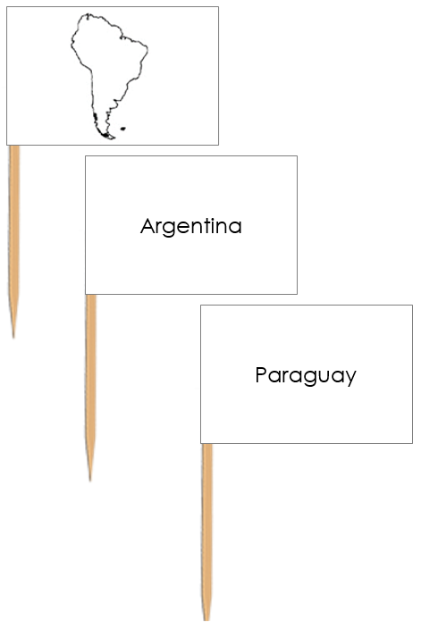 South america map labels pin flags