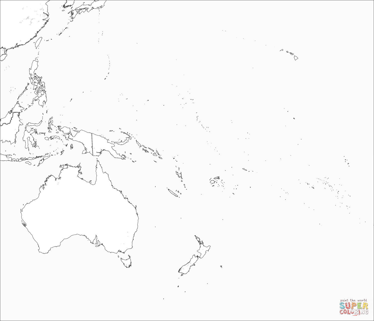 Australia and oceania map coloring page free printable coloring pages