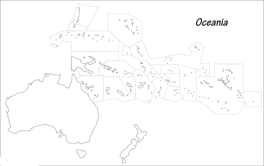 Blank map of oceania printable outline map of oceania whatsanswer map map outline oceania