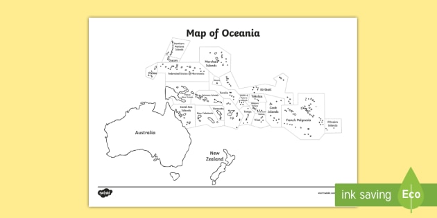 Oceania map with and without names worksheets teacher made