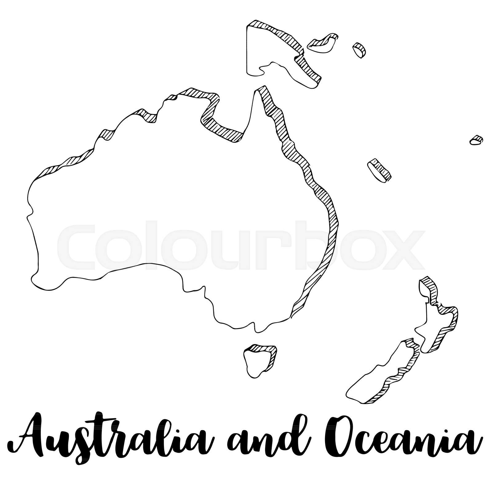 Hand drawn australia and oceania map sketchvector illustration stock vector