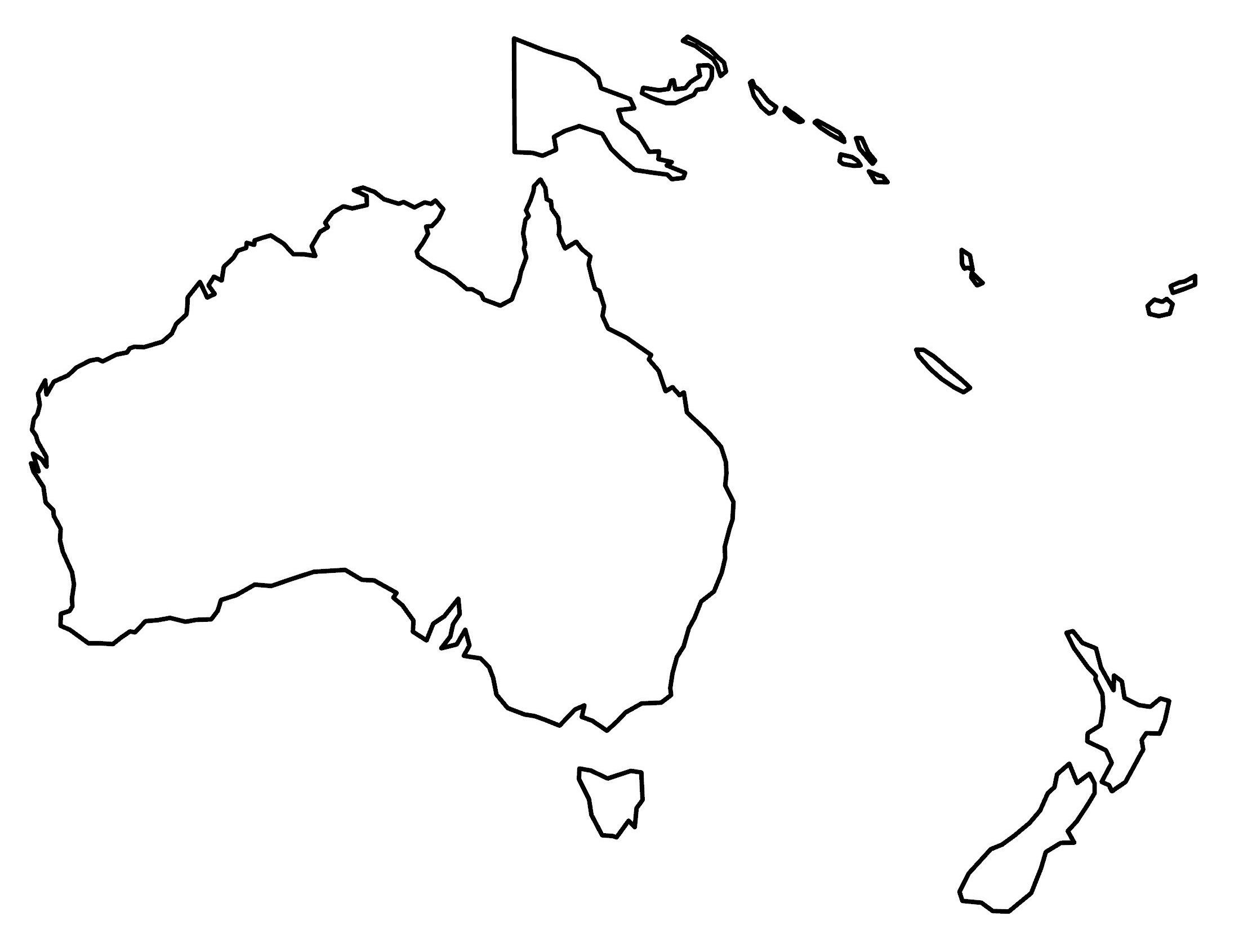 Oceania blank map and country outlines