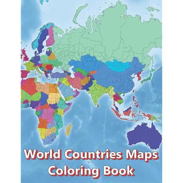 World countries maps coloring book