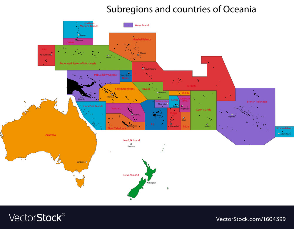 Colorful oceania map royalty free vector image