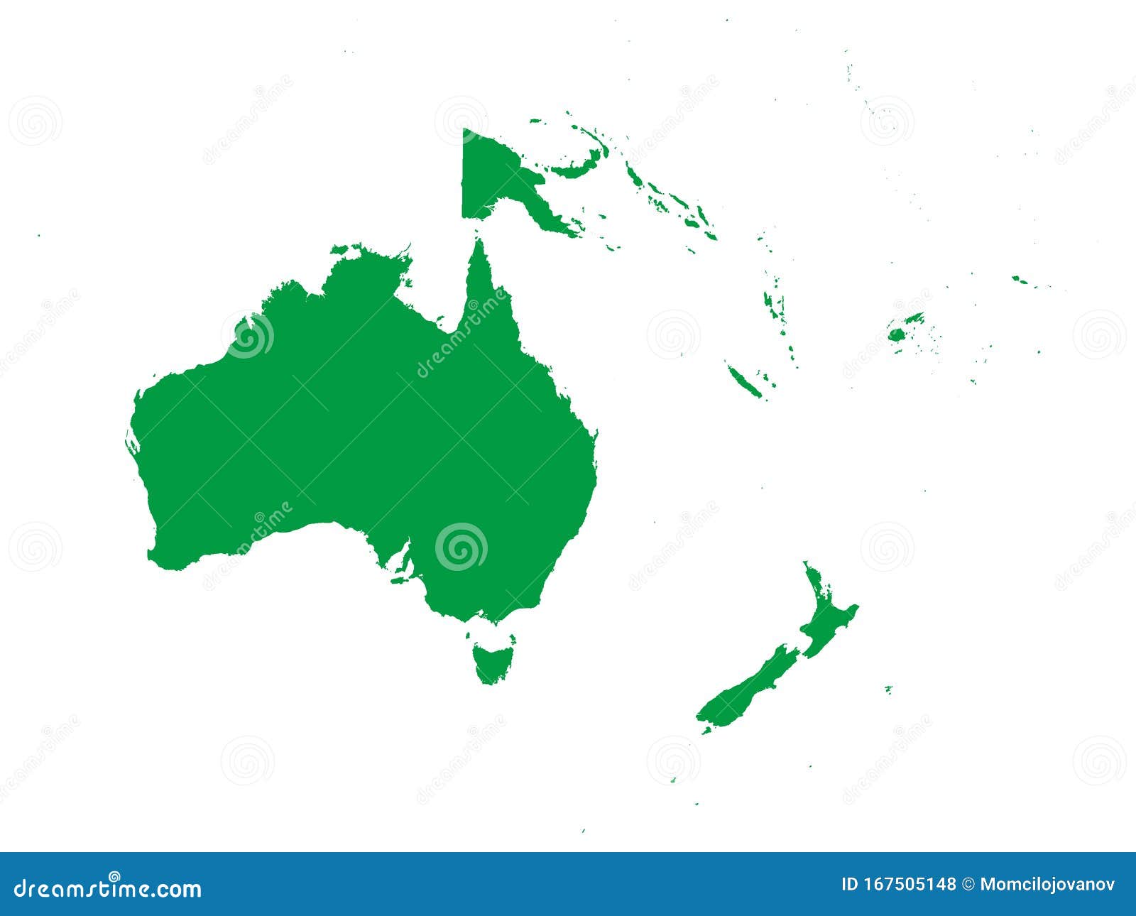 Green map of oceania stock vector illustration of country