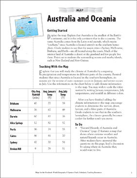 Australia and oceania reading a political map printable maps skills sheets