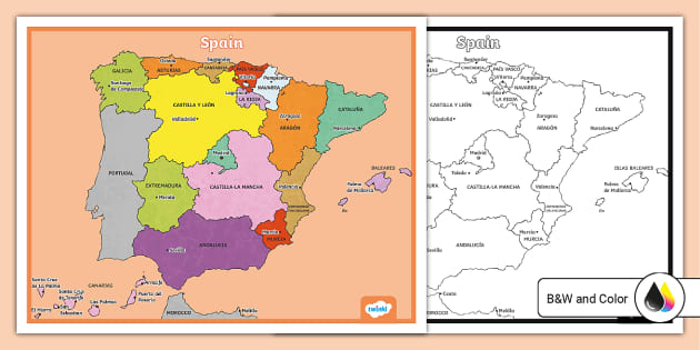 Map of spain poster teacher made