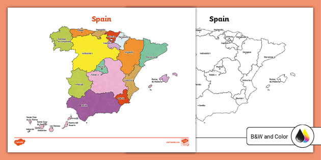 Main cities of spain map teacher made