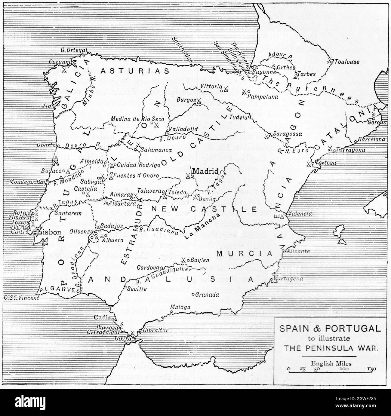 Spain map portugal black and white stock photos images