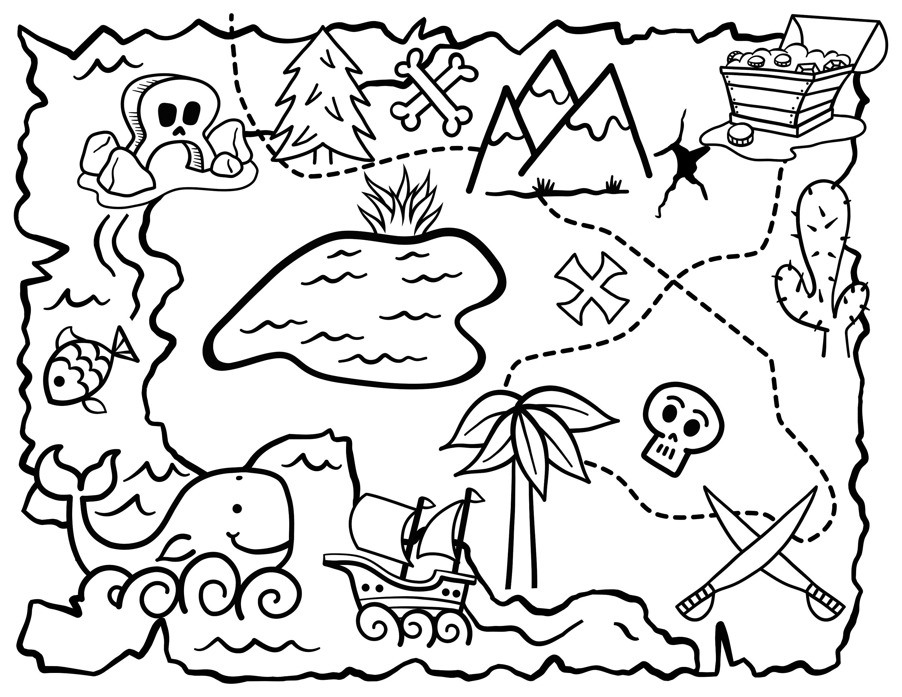 Pirate treasure map coloring pages pirate printable book digital download not a physical product