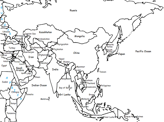Color the map of asia teaching resources