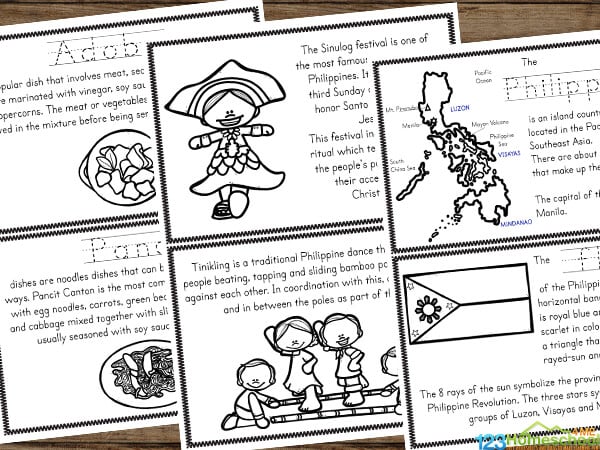 Philippines for kids printable reader with facts and pictures to color