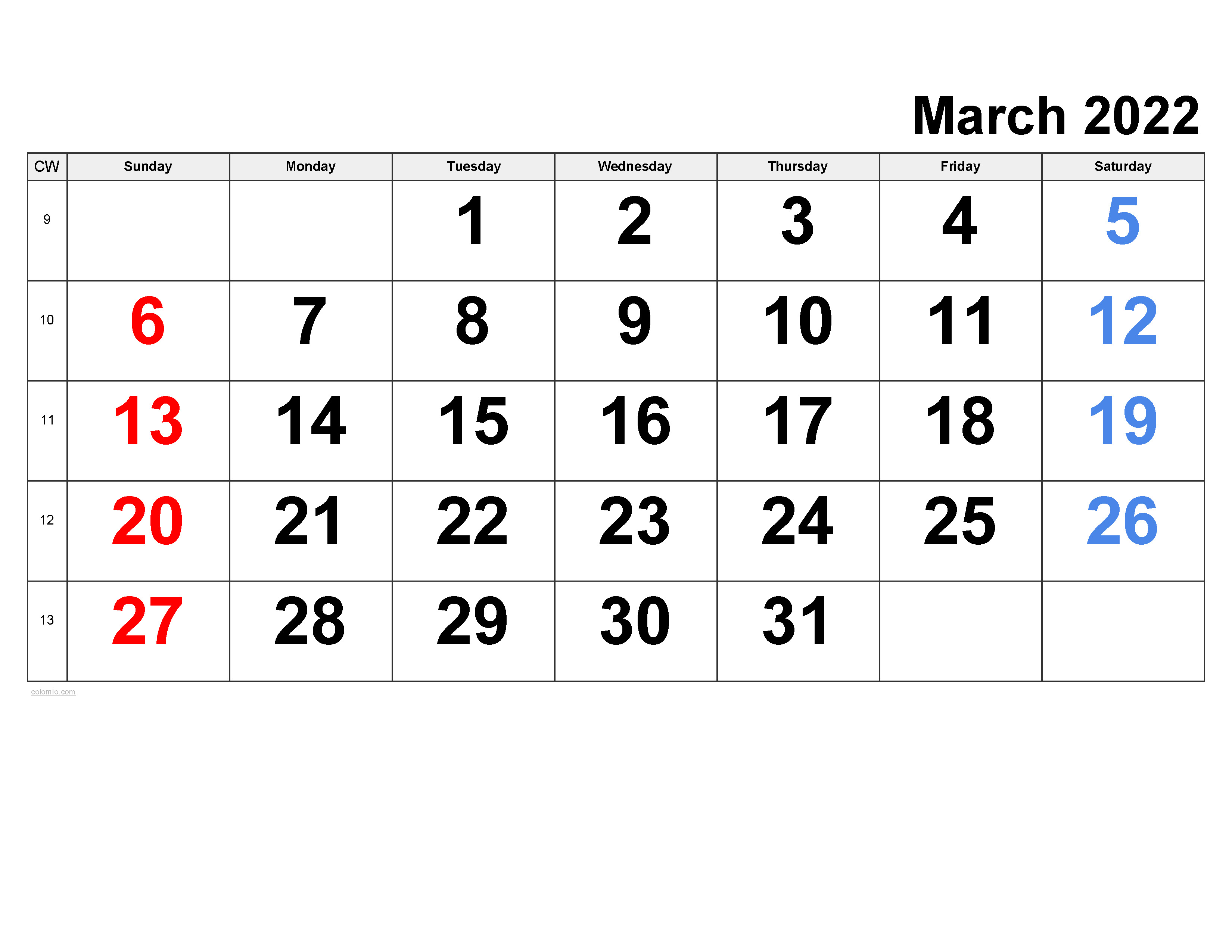 March calendar free printable pdf xls and png