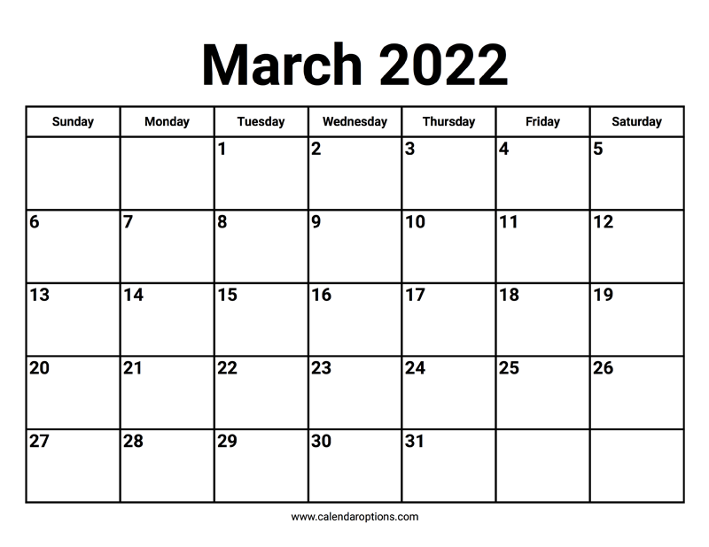 March calendar â calendar options