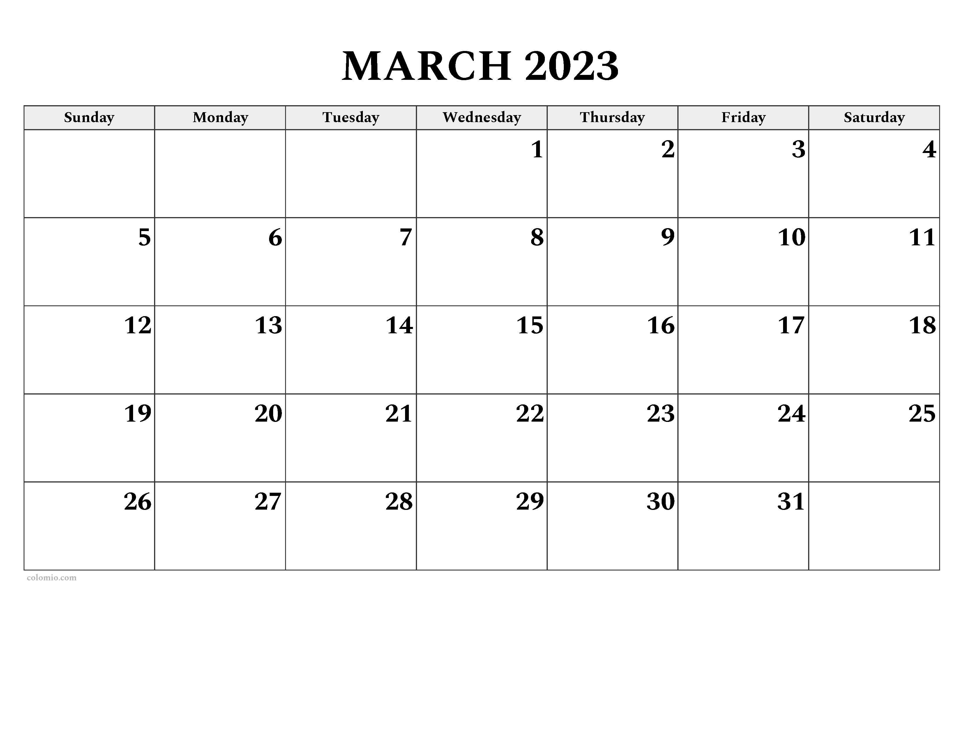 March calendar free printable pdf xls and png