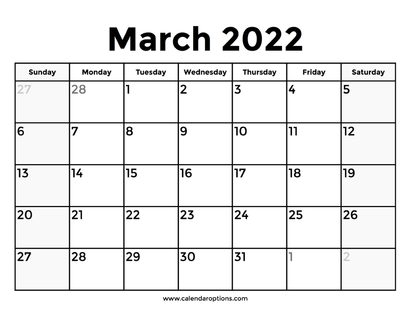 March calendar with holidays â calendar options