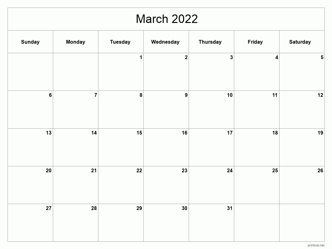 Printable march calendar