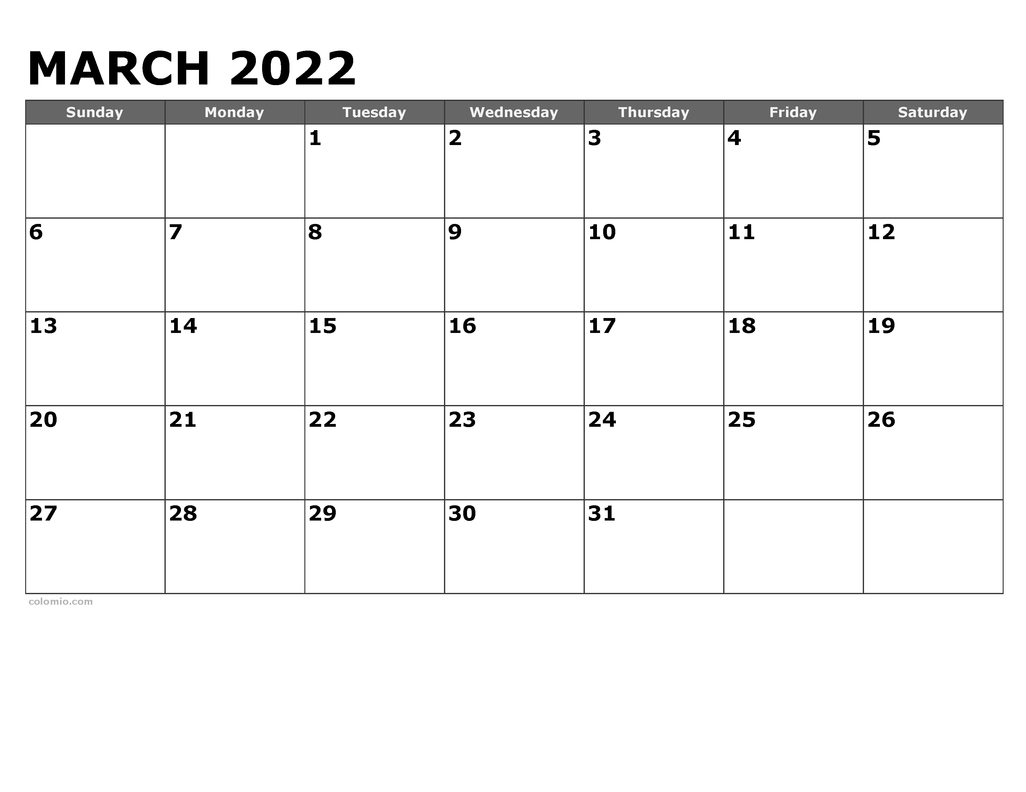 March calendar free printable pdf xls and png