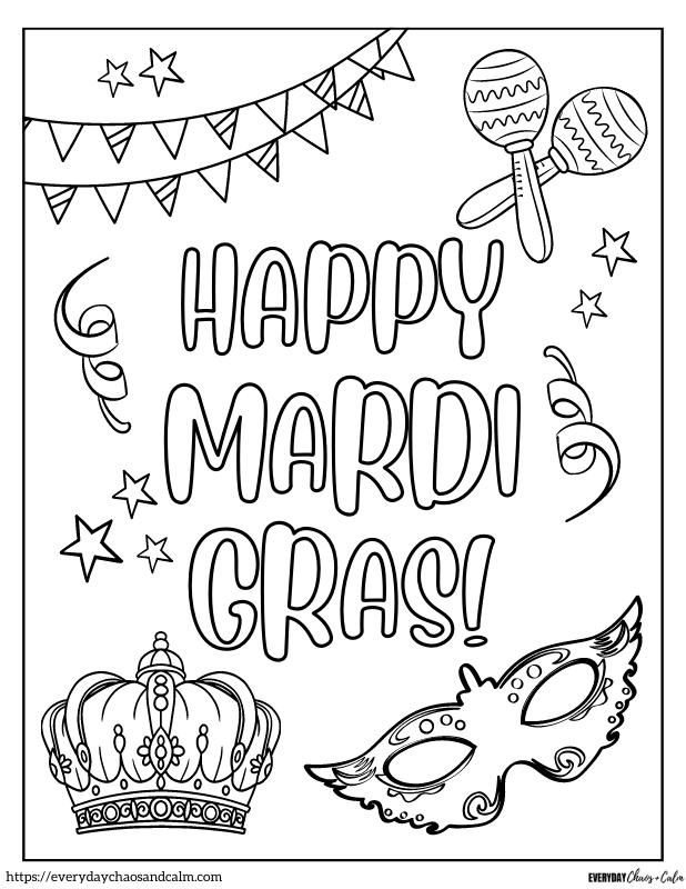 Free mardi gras coloring pages for kids