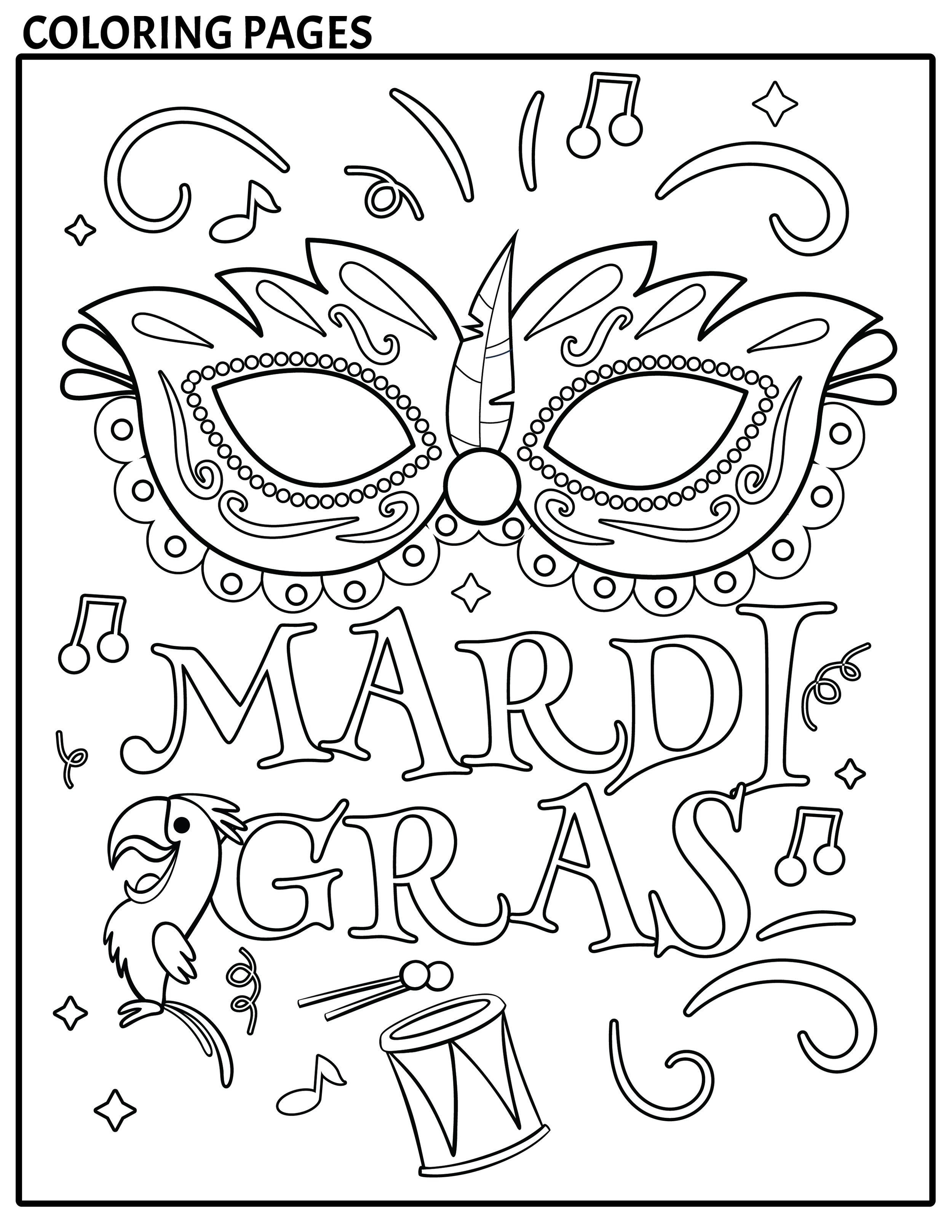 Free mardi gras mask coloring sheets â