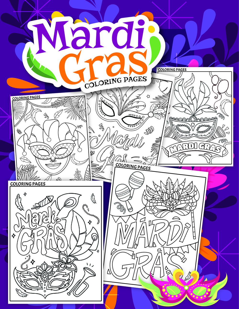 Free mardi gras mask coloring sheets â