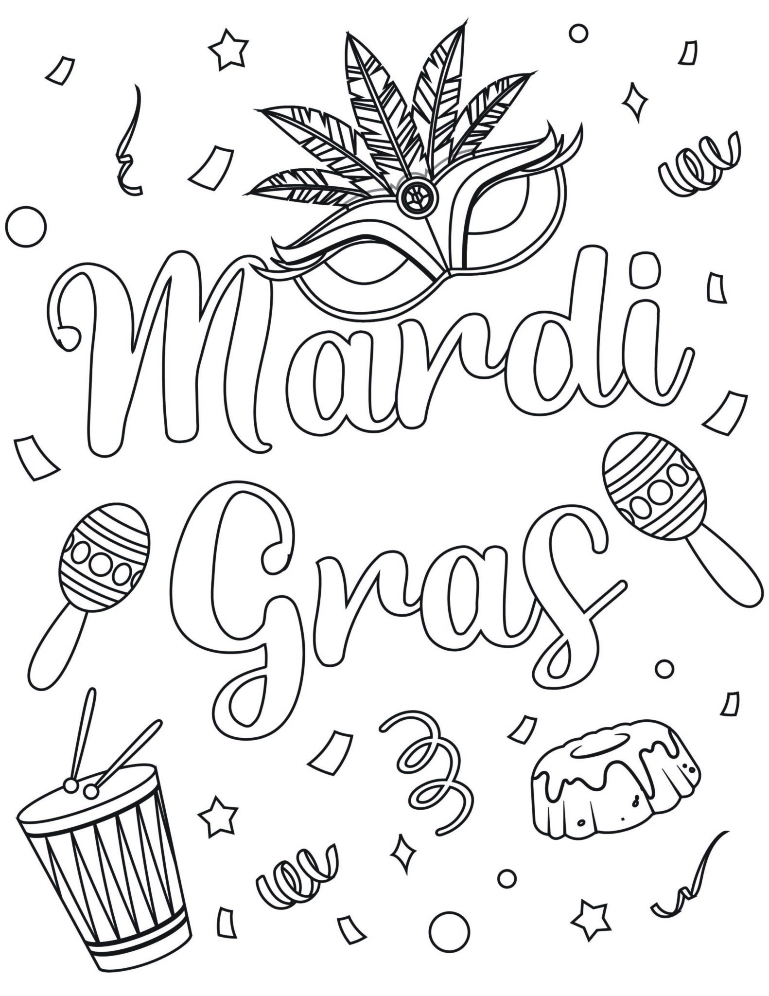 Celebrate mardi gras with these coloring pages