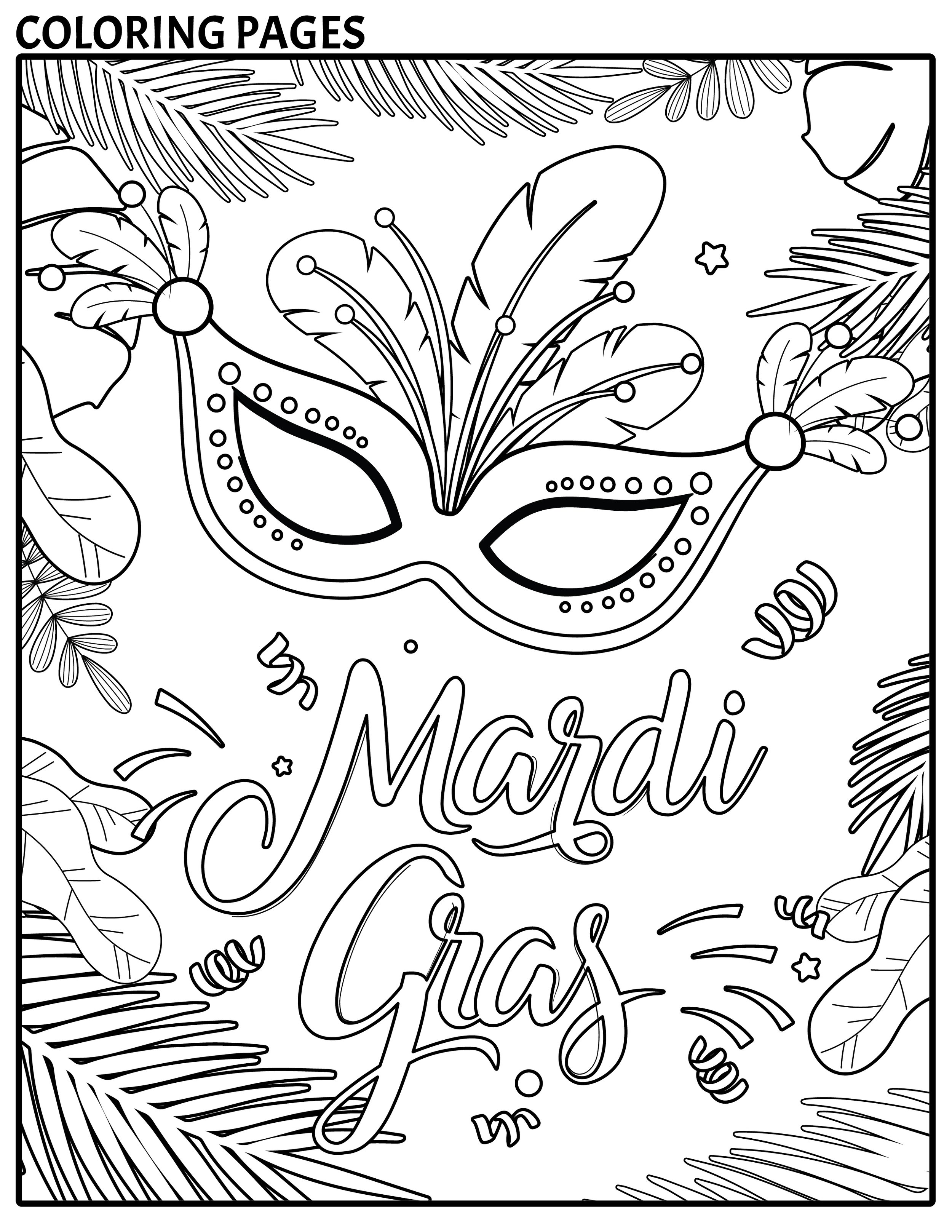 Free mardi gras mask coloring sheets â