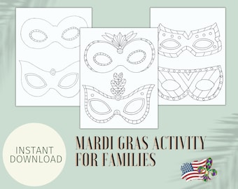 Mardi gras coloring activity for kids mask colouring pages carnaval printable