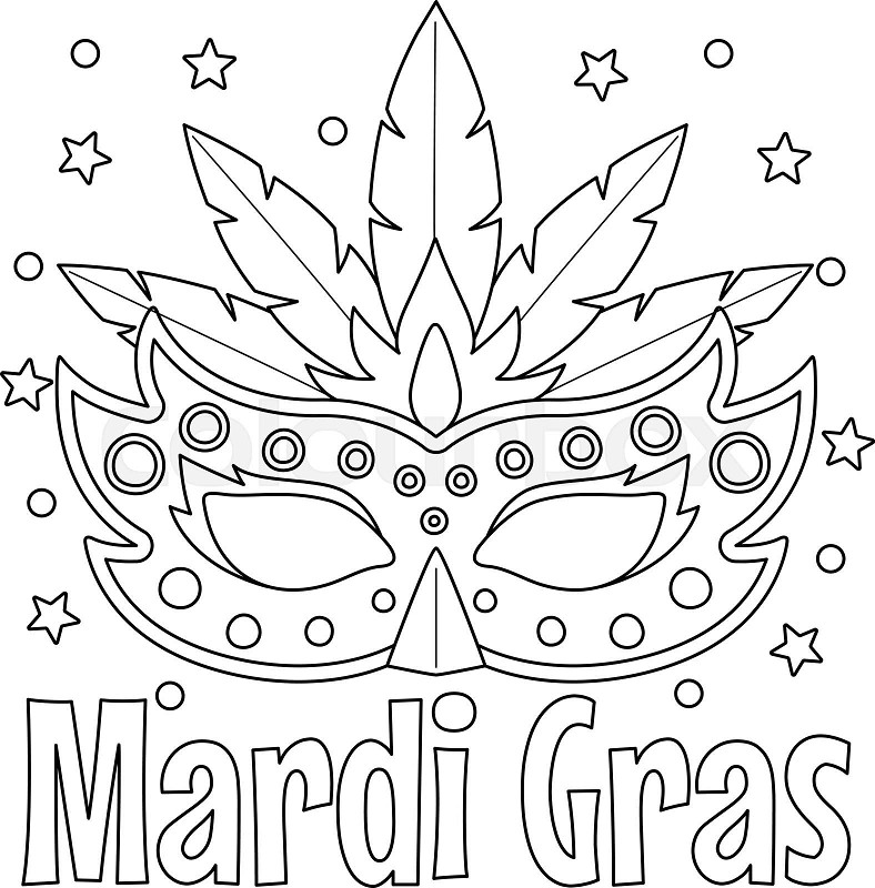 Mardi gras jester mask isolated coloring page stock vector