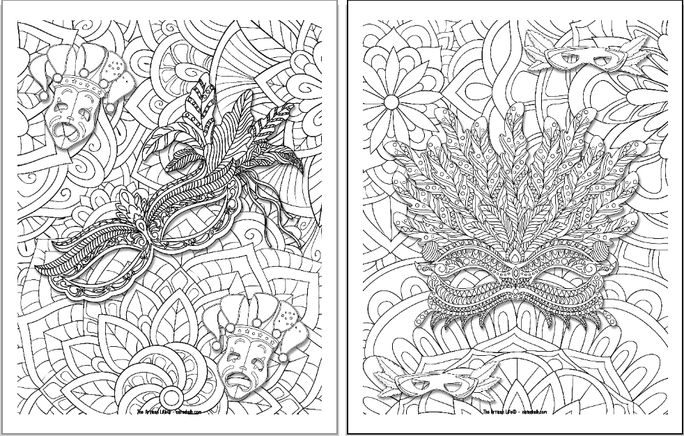 Free printable mardi gras mask coloring pages