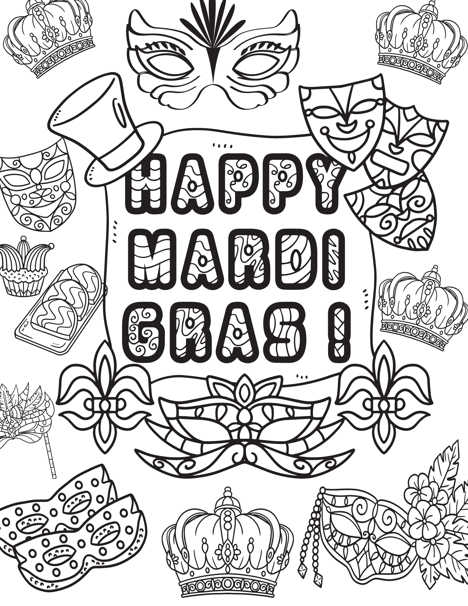 Fun and festive mardi gras coloring pages