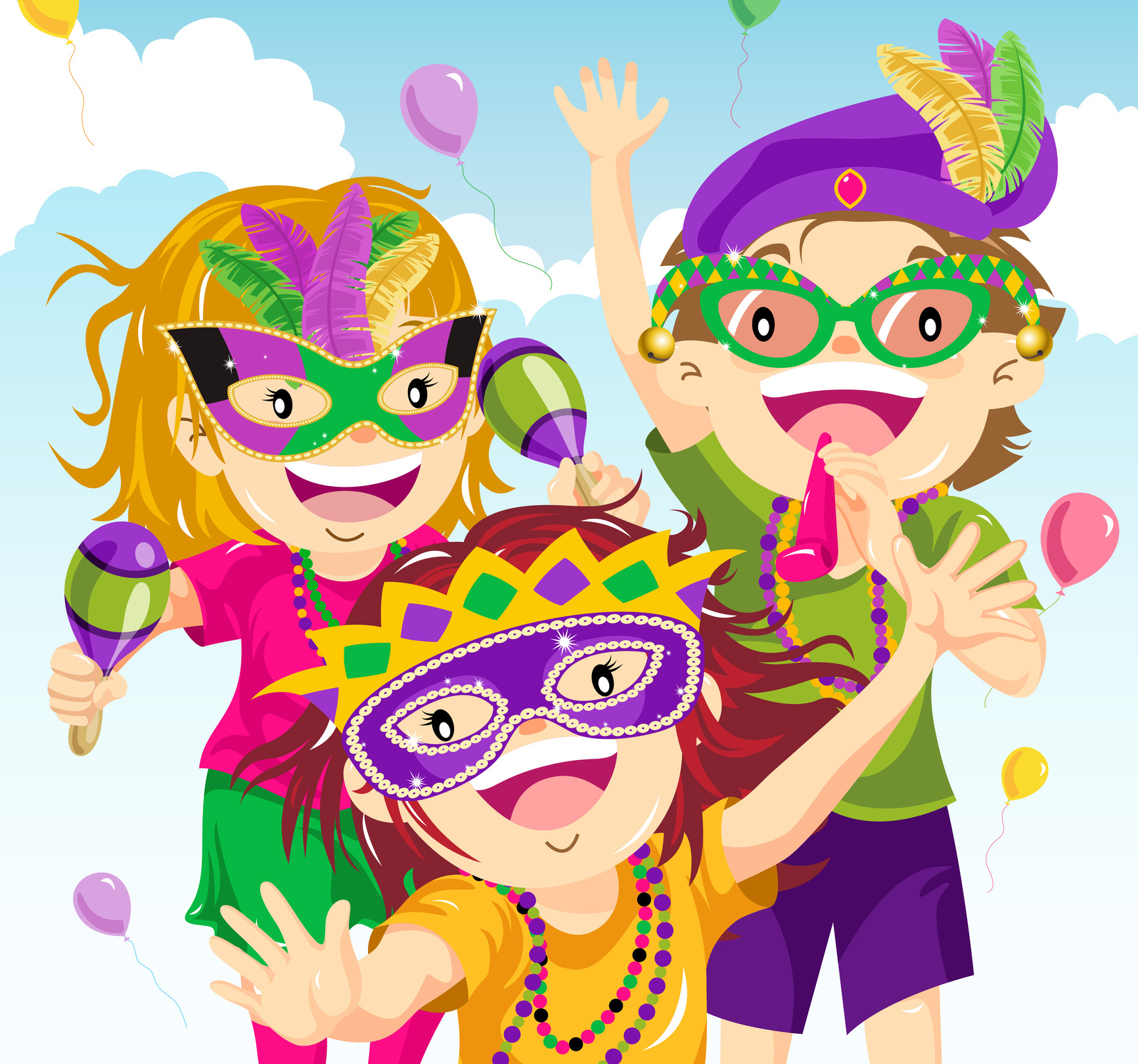 Mardi gras coloring pages with masks and beads free to print