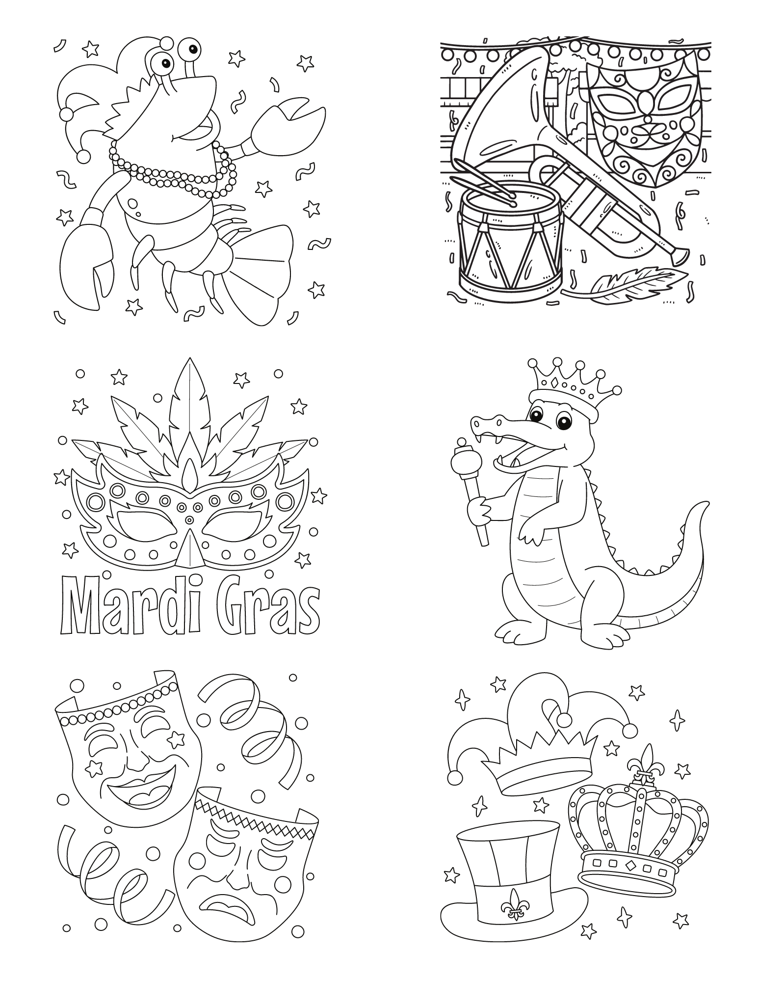 Fun and festive mardi gras coloring pages