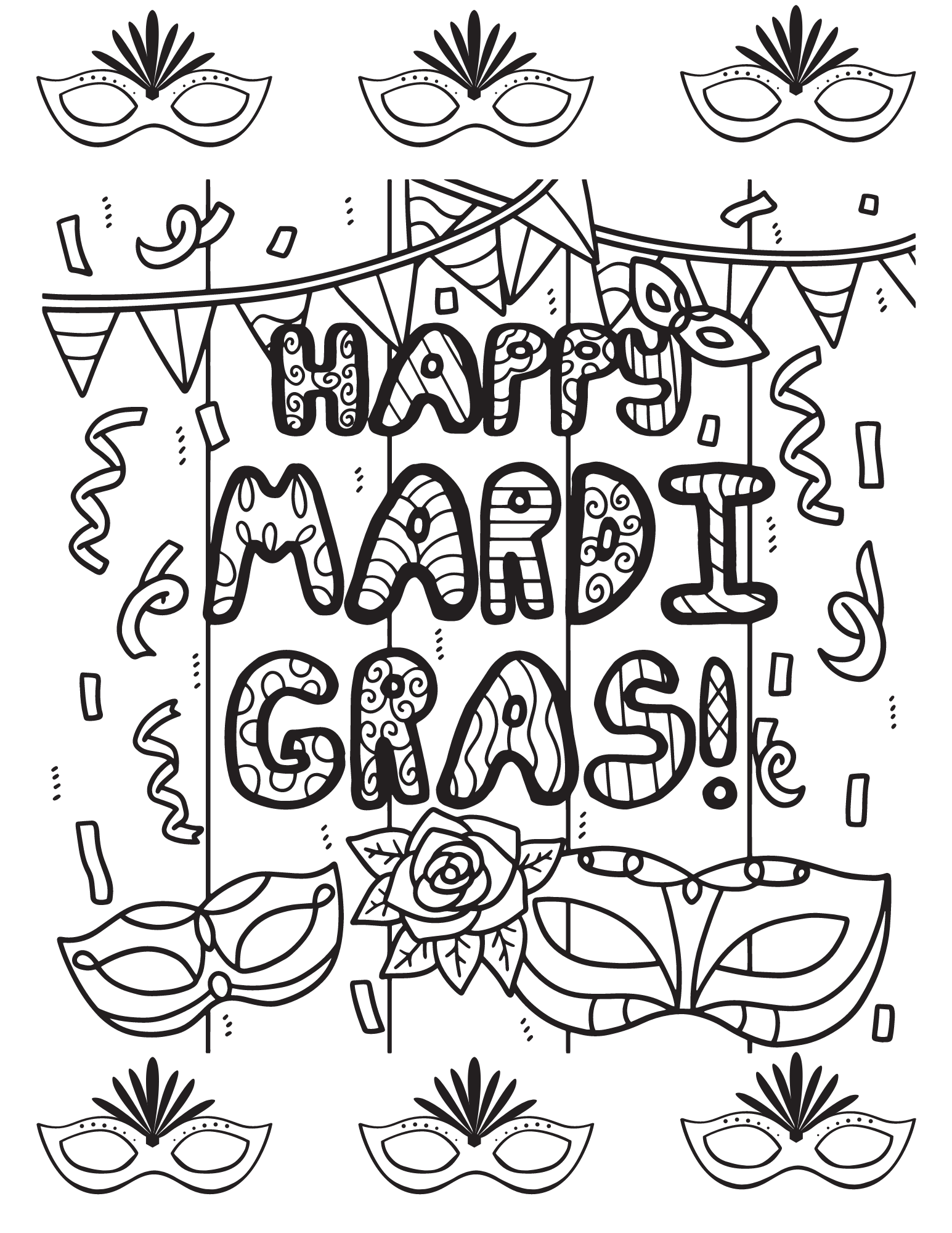 Fun and festive mardi gras coloring pages