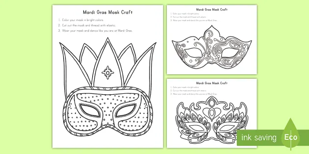 Mardi gras mask template activity for kids