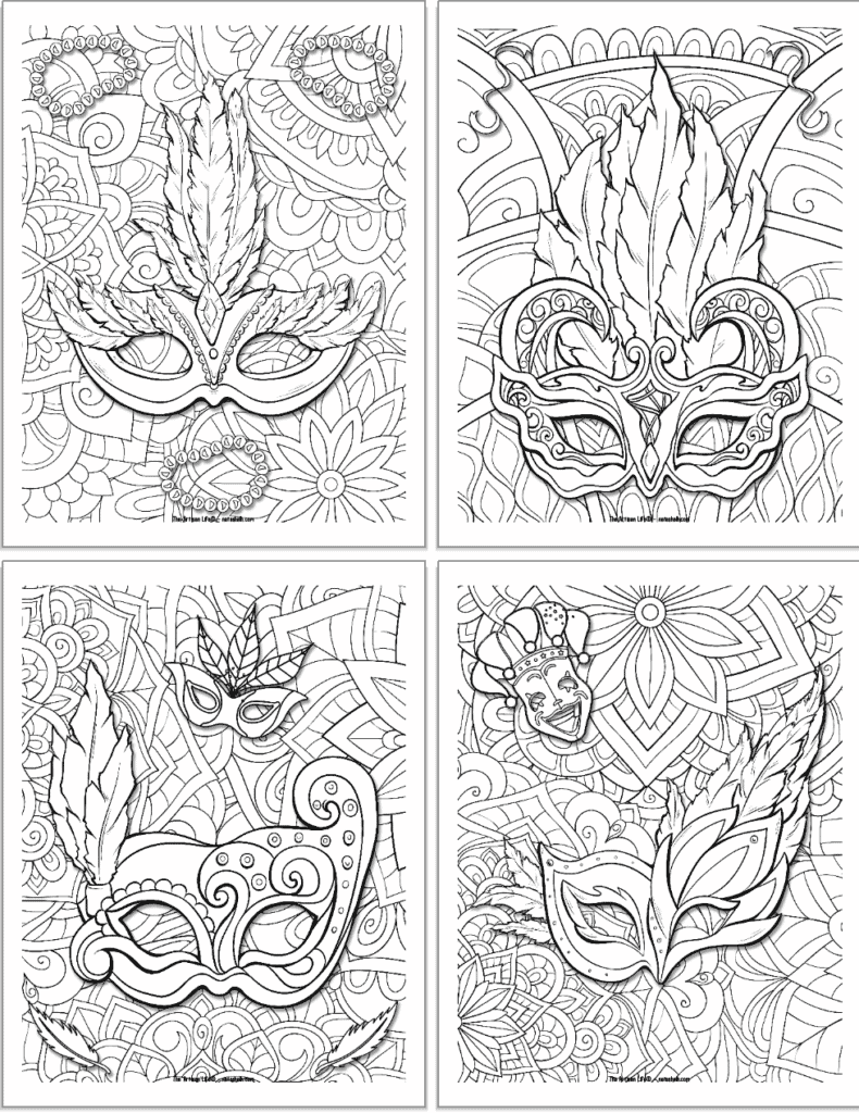 Free printable mardi gras mask coloring pages