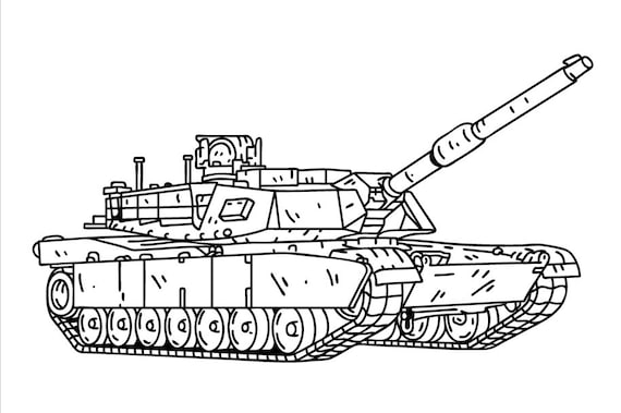 Military tank coloring page kids teens adults printable pdf instant download military army navy coast guard