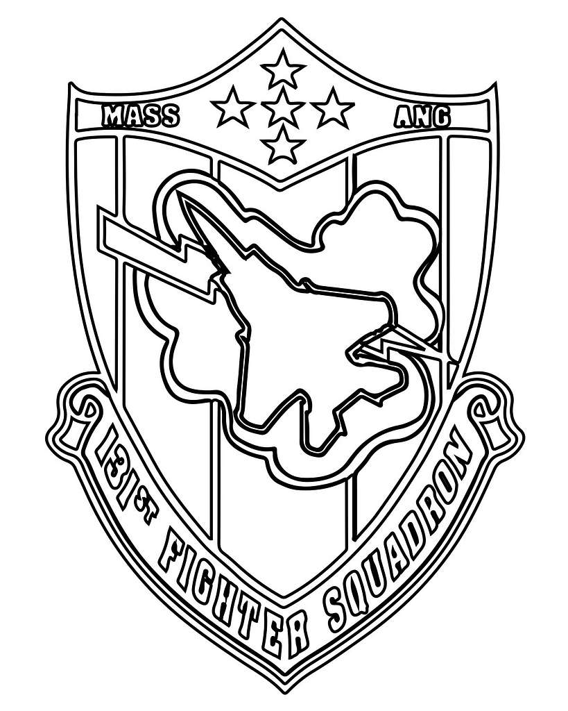 A coloring page of the st fighter squadron shield